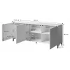 Cómoda MARMO 3D 200x45x80,5 cm branco mate/mármore branco