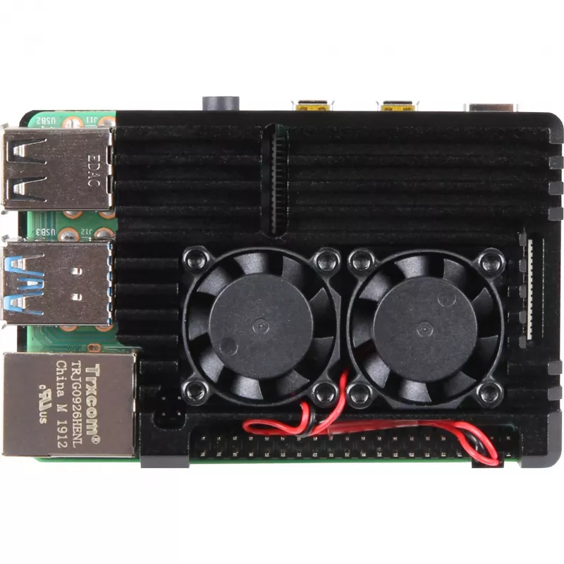 JOY-IT RPI CASE ALU07F - Caixa para Raspberry Pi 4, alumínio, ventoinha, preto (RB-ALUCASEP4+07FAN)