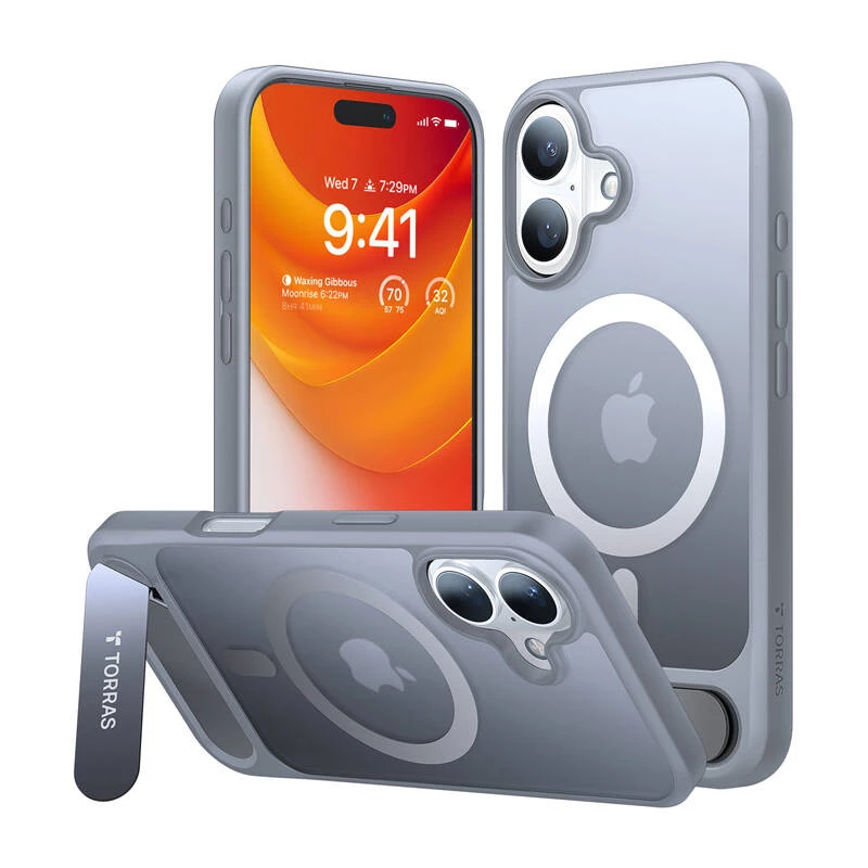Capa Torras Pstand Series para iPhone 16 Plus (cinzento titânio)