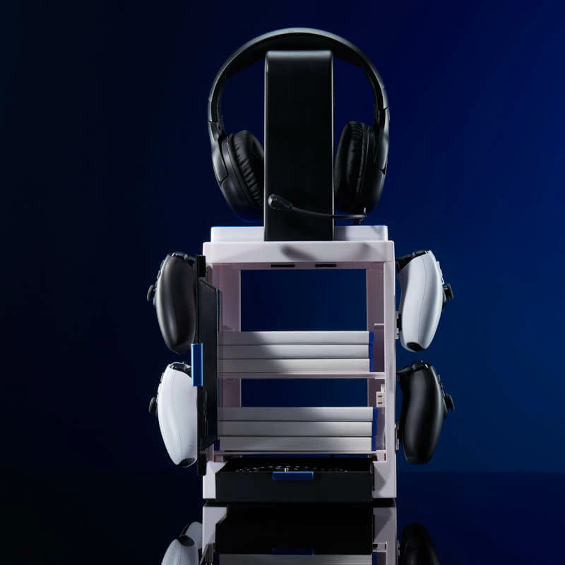 Numskull Games PS5 Inspired Gaming Locker, suporte para jogos, PlayStation 5, cinzento, com fios, 1 unid.