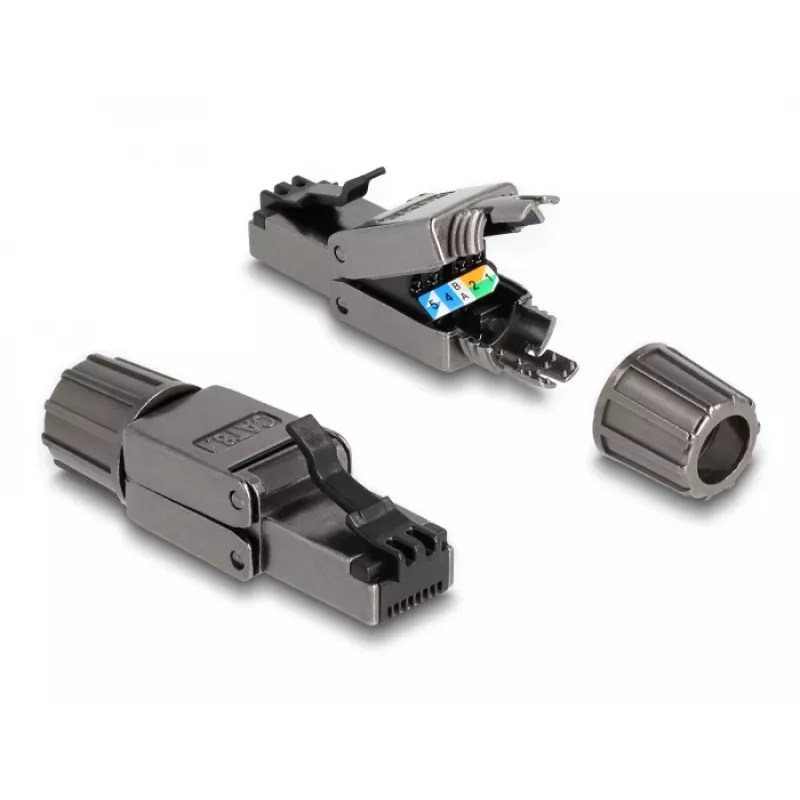 Cabo de rede DeLOCK ficha RJ45 Cat.8.1 STP sem ferramentas preto