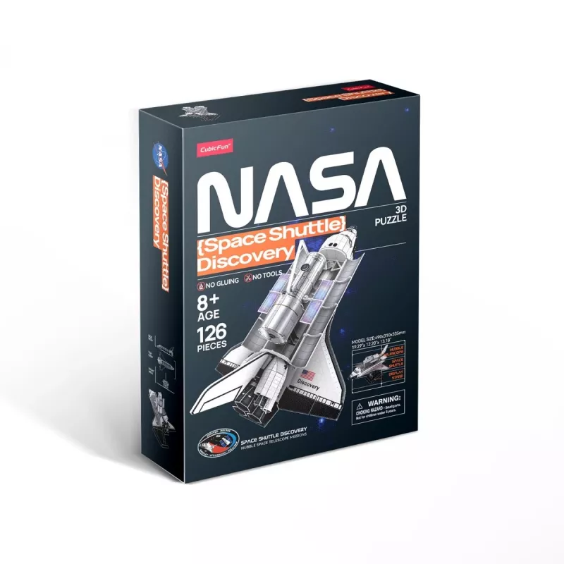 Puzzle 3D Cubicfun Space Shuttle Discovery Modelo 306-DS1057, kit de cartão