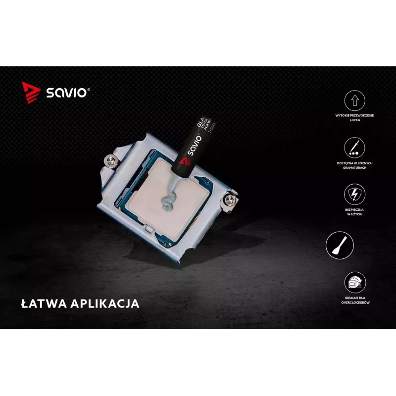 Savio Glacier TG-04 pasta térmica, 2 g, 14,5 W/mK, cinzenta