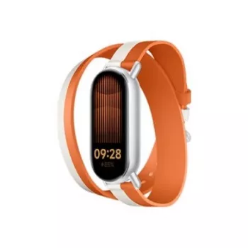Pulseira de couro bicolor Xiaomi | 140–180 mm | branco e laranja | couro de vitela, PU (interior)