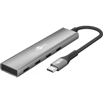 Goobay hub USB slim de 4 portas USB-C macho 5 Gbit/s - -ficha> 4x -tomada (76564)