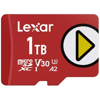 Cartão de memória MicroSDXC Lexar 1 TB UHS‑I Class 10 U3 V30 leitura 205 MB/s escrita 140 MB/s (vermelho)