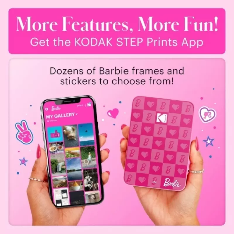 Barbie x Kodak STEP Slim impressora fotográfica móvel instantânea cor ZINK 2x3'' 1 ppm, Bluetooth, rosa