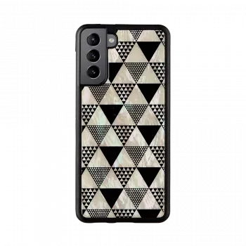 Capa de proteção iKins para Samsung Galaxy S21+ — padrão pirâmides, preto
