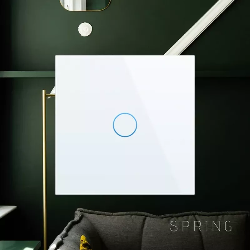 Interruptor de parede tátil Spring 3 vias vidro branco — Modelo 0