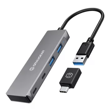 GRAUGEAR G-HUB2A2C-AC Hub de interface USB 3.2 Gen 1 (3.1 Gen 1) Type-A + Type-C 5000 Mbit/s prateado