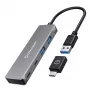 GRAUGEAR G-HUB2A2C-AC Hub de interface USB 3.2 Gen 1 (3.1 Gen 1) Type-A + Type-C 5000 Mbit/s prateado