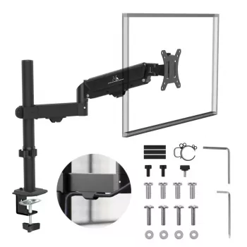 Suporte para monitor MACLEAN MC-135 com mola a gás para ecrãs de 17 a 32 polegadas, carga 2–10 kg, preto