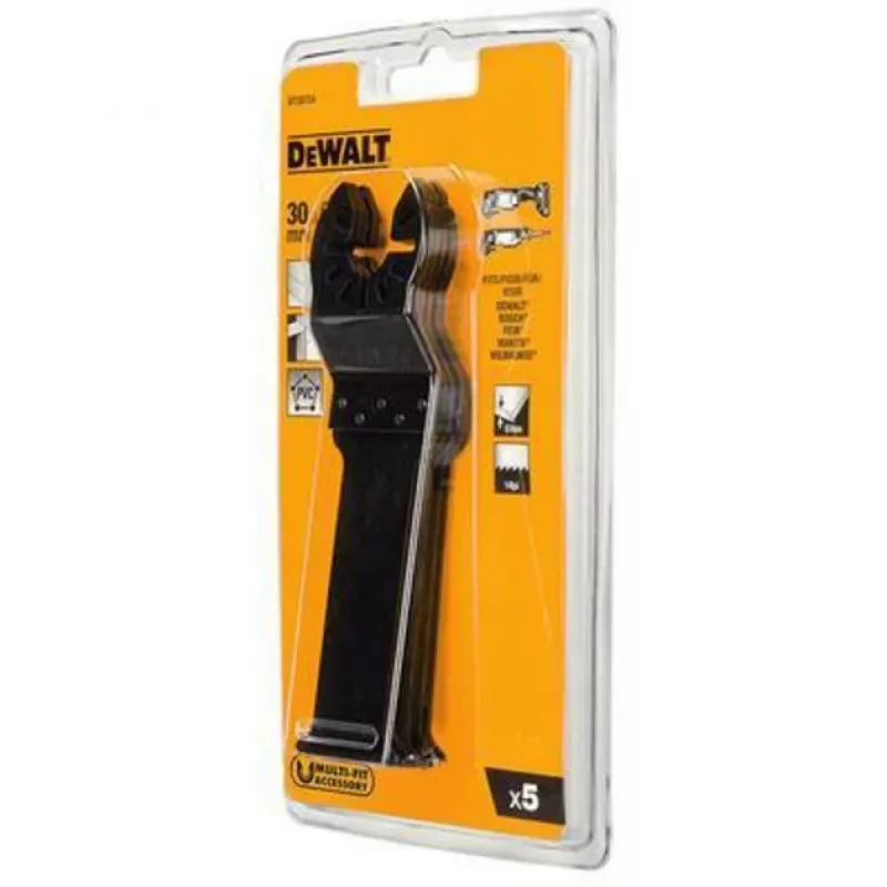 DEWALT DT20724-QZ lâminas de imersão para ferramentas multifunções oscilantes, 67 x 30 mm, HCS, para madeira dura, plástico e pladur, 5 unidades