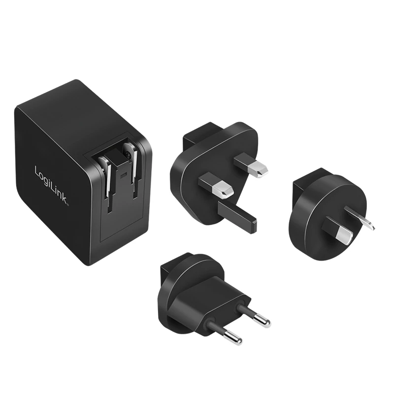 Carregador móvel LogiLink PA0302 universal preto carregamento rápido AC