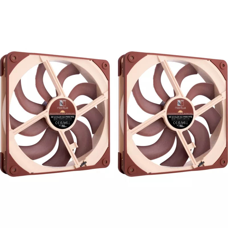 Conjunto de ventoinha dupla Noctua NF-A14x25 G2 PWM Sx2 PP 140mm