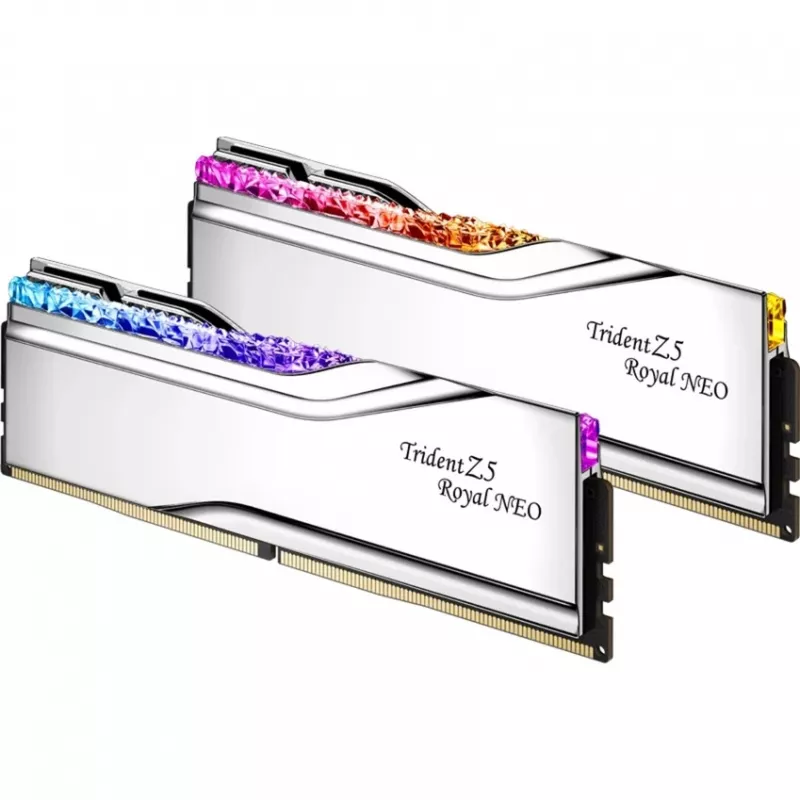 DIMM 32 GB DDR5-6400 (2x 16 GB) Dual-Kit, memória prateada, F5-6400J3239G16GX2-TR5NS, Trident Z5 Royal Neo, AMD EXPO