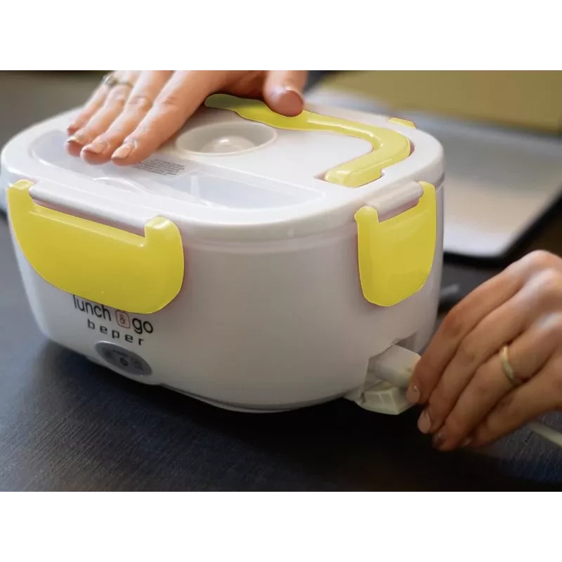 Marmita elétrica Beper 90.920G – aquecedor de alimentos 1 L, amarelo