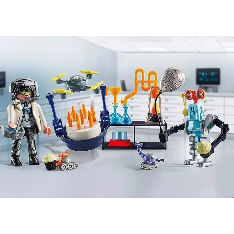 Playmobil 71450 My Life: Investigador com robôs – Festa de ciência no laboratório com drone de transporte e robôs – Divertido artigo de jogo de faz de conta imaginativo