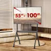 Suporte de TV MACLEAN MC-114 B suporte de chão portátil para ecrãs de 55–100 polegadas, carga máx. 120 kg, VESA 200x200–900x600, altura 115–152 cm, preto, prateleira