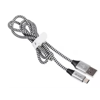 Cabo USB 2.0 Type-C macho - C macho 1,0 m preto-prateado