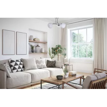 Lustre de teto Activejet Classic IRMA níquel triplo 3xE27 para sala de estar