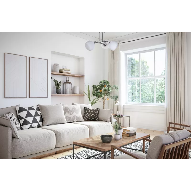 Lustre de teto Activejet Classic IRMA níquel triplo 3xE27 para sala de estar