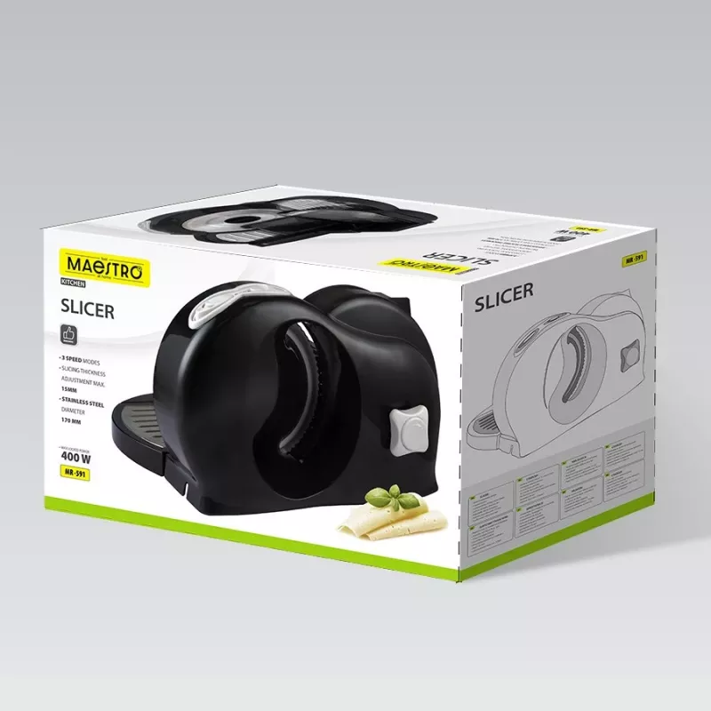 Máquina de cortar alimentos Maestro MR-591 — máquina de cozinha elétrica, modelo MR-591, preta