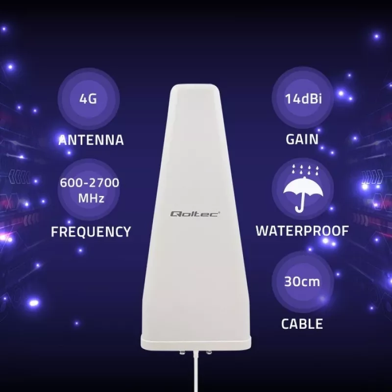 Antena 4G LTE DUAL Qoltec 57043 | 14 dBi | omnidirecional | exterior