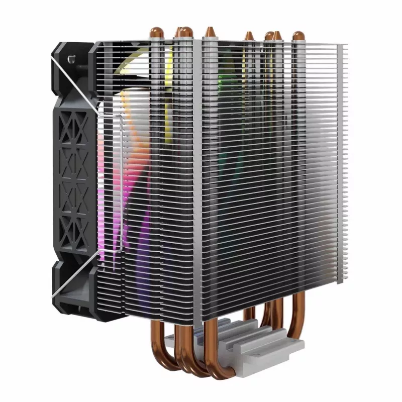 Dissipador de CPU SAVIO SAVGCOVORTEXX2ARGB com 4 heatpipes, ventoinha ARGB de 120 mm, preto