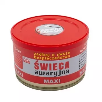 Vela de emergência FULER HASKE Pro MAXI 410 g – cera de soja natural, 72 h de duração, 99 mm × 65 mm, lata de aço