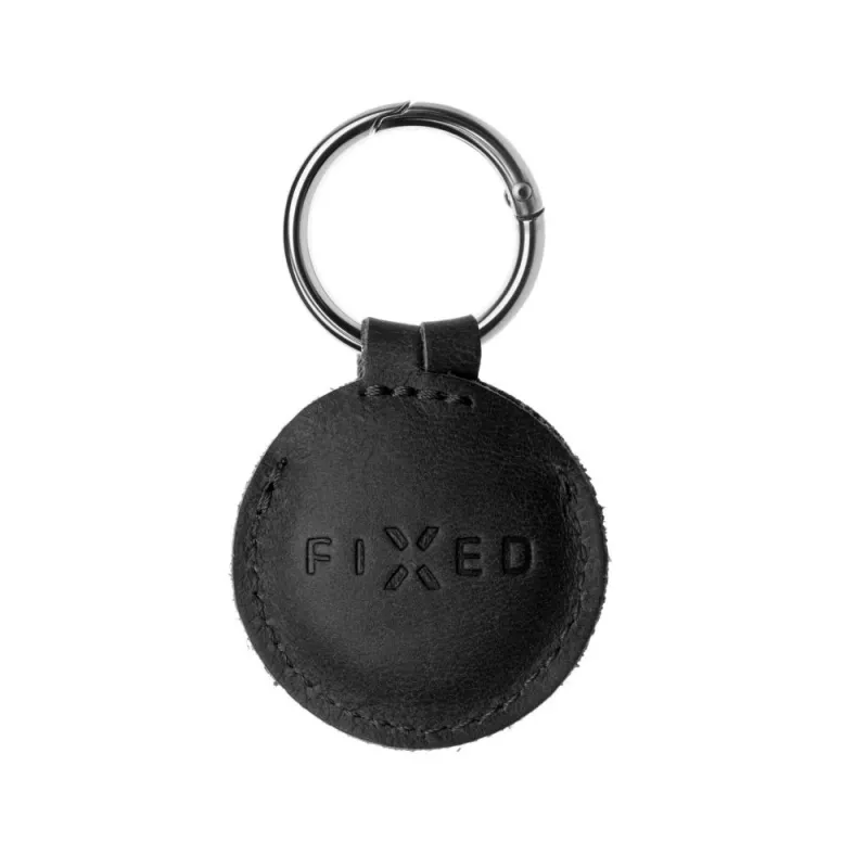Capa protetora em pele para Apple AirTag FIXED FIXWAT-C2-BK pele de vaca genuína preta bolsa compacta