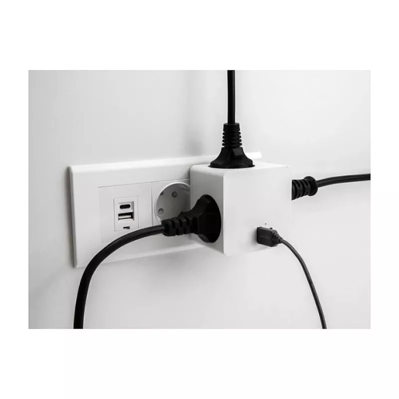 Adaptador de ficha de rede DeLOCK 11501 tipo F branco 3A portas USB