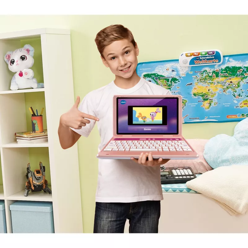 VTech Genio Portátil de aprendizagem rosa — Portátil de aprendizagem infantil, dispositivo interativo de aprendizagem e brincadeira