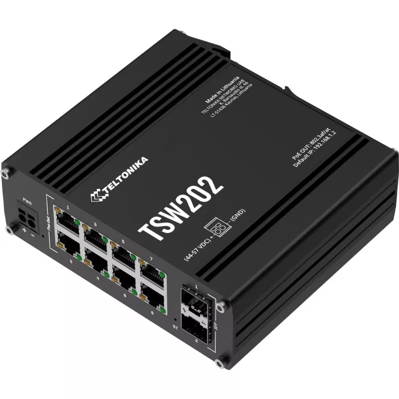 Teltonika TSW202 Managed L2 Gigabit Ethernet (10/100/1000) Power over Ethernet (PoE) alumínio, azul