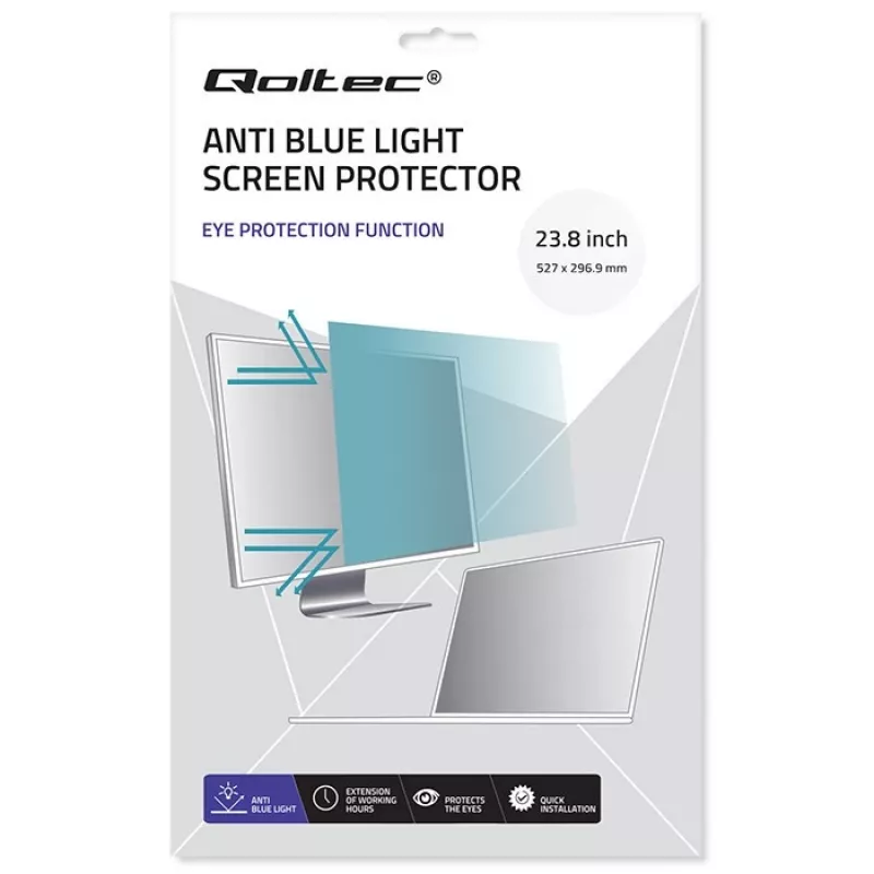 Protetor de ecrã QOLTEC 51075 23,8 polegadas anti luz azul, mate anti brilho