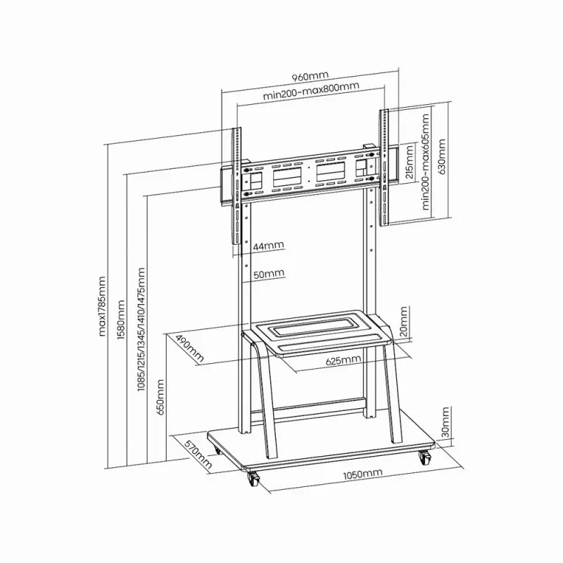 Gembird TVS-100F-01 suporte de chão para ecrãs 2,54 m (100) preto