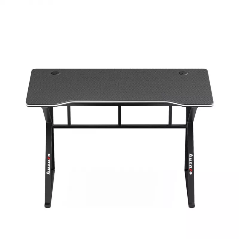 Secretária gaming huzaro Hero 1.6 preta — mesa reta em MDF/carbono 1200×600×750 mm, estrutura metálica