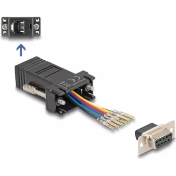 Conjunto de montagem DeLOCK D-Sub 9 fêmea para RJ12 fêmea preto