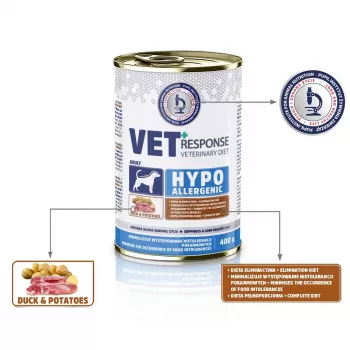 VET RESPONSE Hipoalergénico Pato - Alimento húmido para cães - 400 g