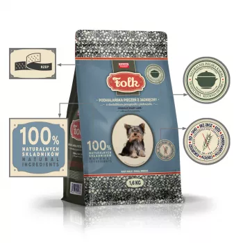 FOLK raças pequenas assado de borrego à moda de Podhale com codorniz e salsa - comida seca para cães - 1,6 kg
