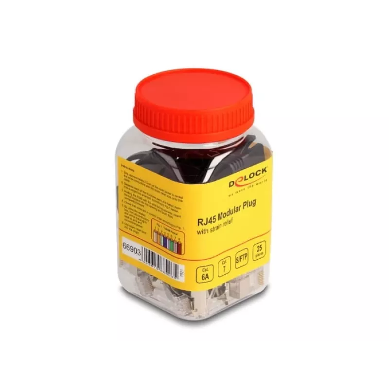 DeLOCK 66903 conector de cabo RJ-45 preto metálico macho 25 unid.