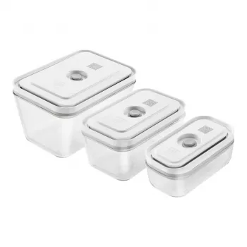 Recipiente de conservação ZWILLING FRESH & SAVE retangular conjunto vidro/plástico 3 peças, 0,35/0,75/1,6 l, hermético, adequado a micro-ondas/forno/frigorífico