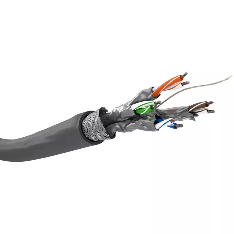 Cabo de rede Wentronic Goobay CAT 6, S/FTP (PiMF), cinzento, 305 m – mistura de cobre CCA, AWG 23/1 (sólido), PVC (95696)