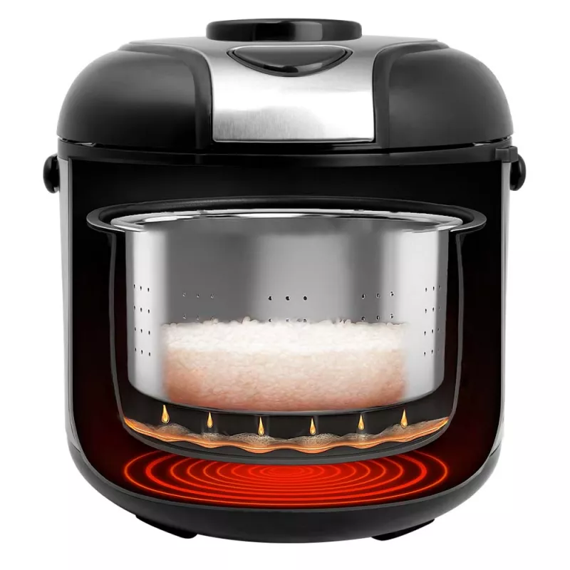 Panela de arroz GASTROBACK Rice Control Low Carb & Steam, 3 L, 450 W, preto/aço inoxidável