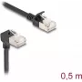 Cabo de rede DeLOCK RJ45 Cat.6A S/FTP fino 90° 0,5 m preto
