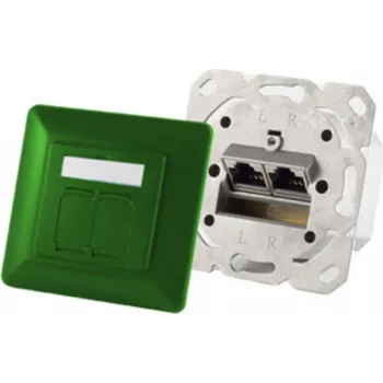 Tomada 2 x RJ-45 ShiverPeaks 74280-G, Cat6a, 500 MHz, caixa metálica, verde