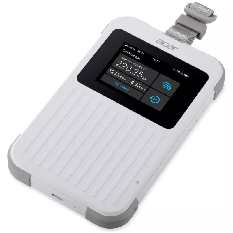 Acer Connect Enduro M6E 5G router hotspot móvel com 20GB, Wi-Fi 6E, dual-band (2,4 GHz + 5 GHz ou 2,4 GHz + 6 GHz), IP68, 8000 mAh, antenas internas 2x2