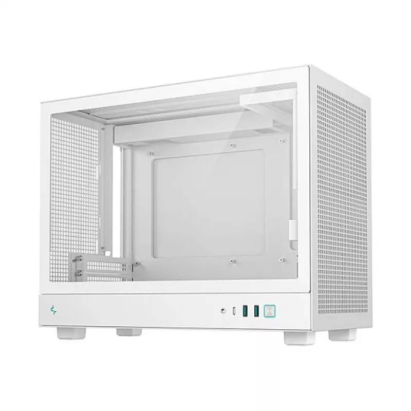 Caixa de computador DeepCool CH160 PLUS WH Small Form Factor branca, microATX, vidro temperado, USB-C