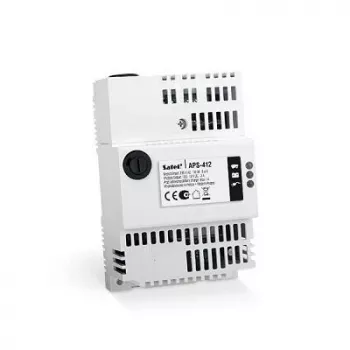 Unidade de alimentação ininterrupta SATEL APS-412 12 V 4 A, compacta cinzenta, 77×59×122 mm
