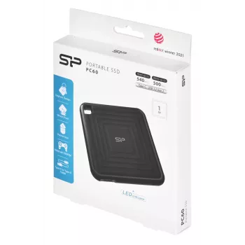 SILICON POWER PC60 - SSD - 1TB - externo (portátil) - USB 3,2 Gen 2 - AES de 256 bits - preto (SP010TBPSDPC60CK)